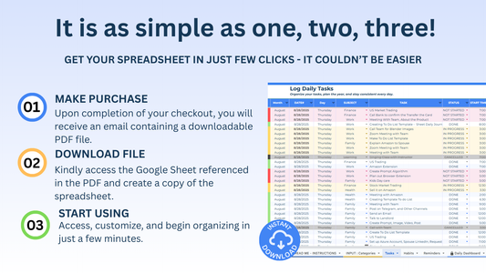 All-in-One Task, Habit & Reminder Tracker Spreadsheet | Google Sheets | Daily, Weekly, Monthly Dashboards